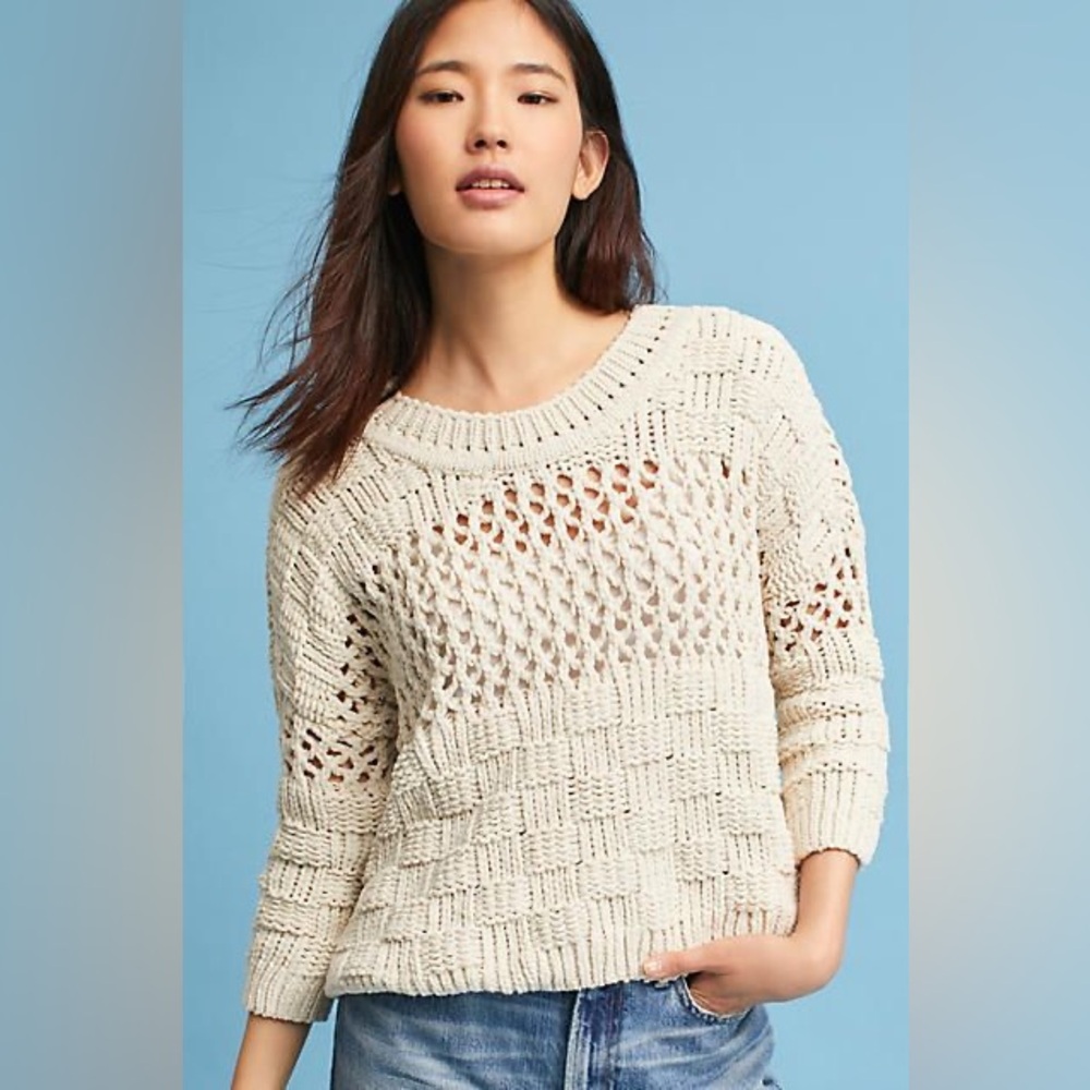 Moth Cream Textured Knit Sweater